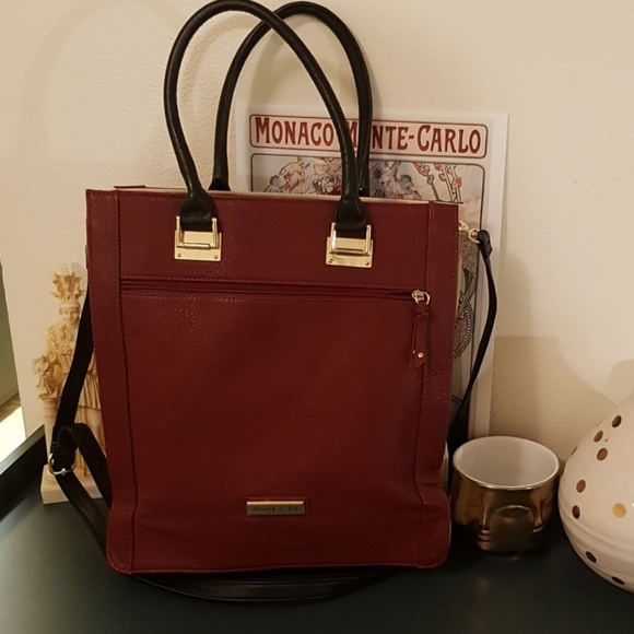 EUC Olivia + Joy Maroon and Tan Tote Bag - Picture 4 of 8